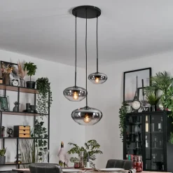 hofstein Mertola Suspension, Boule lumineuse Noir, 3 lumières