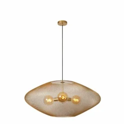 Lampes Vintages & Rétros-Luminaires Lucide MESH Suspension Noir, 3 lumières