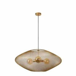 Lampes Vintages & Rétros-Luminaires Lucide MESH Suspension Noir, 3 lumières