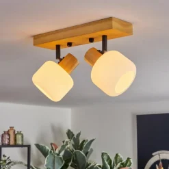 Luminaires Scandinaves-hofstein Miguas Plafonnier Écru, Noir, 2 lumières