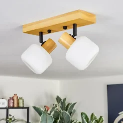 Luminaires Scandinaves-hofstein Miguas Plafonnier Écru, Noir, 2 lumières