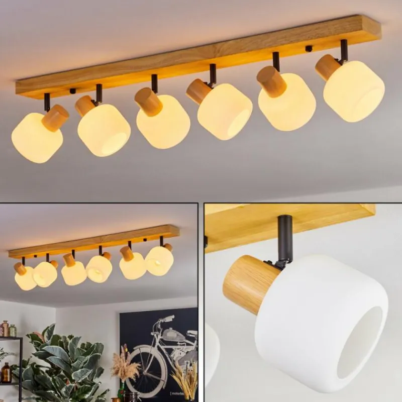 Luminaires Scandinaves-hofstein Miguas Plafonnier Écru, Noir, 6 lumières