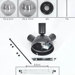 Suspension Verre Fumé-hofstein Milheiros Plafonnier, Boule lumineuse Fumé, 3 lumières