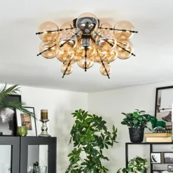 hofstein Milheiros Plafonnier, Boule lumineuse Ambre, 3 lumières