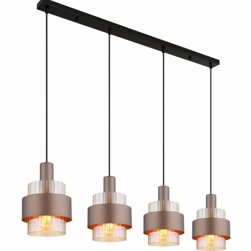 Luminaires Globo Lighting Milley Suspension Noir, 4 lumières