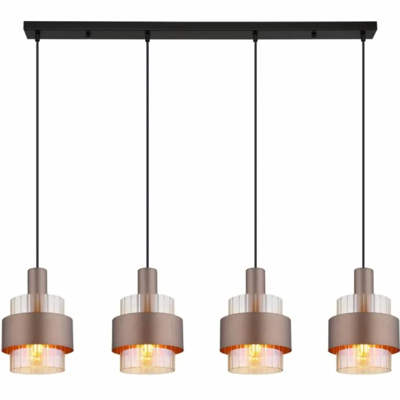 Luminaires Globo Lighting Milley Suspension Noir, 4 lumières