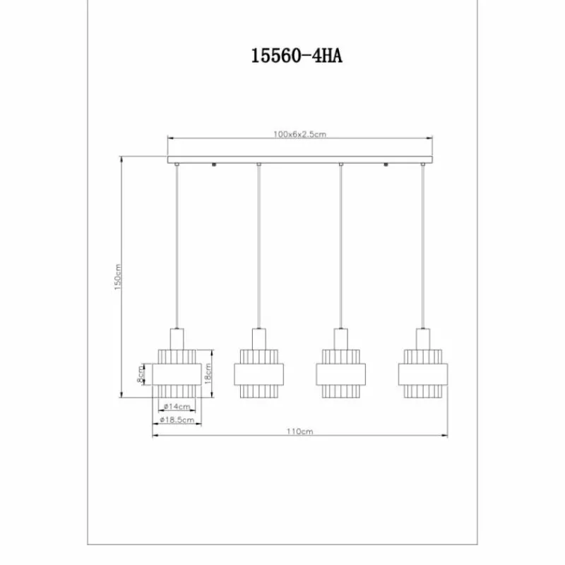 Luminaires Globo Lighting Milley Suspension Noir, 4 lumières