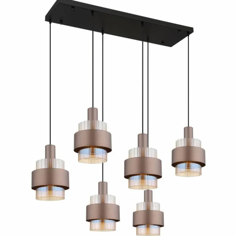 Luminaires Globo Lighting Milley Suspension Noir, 6 lumières
