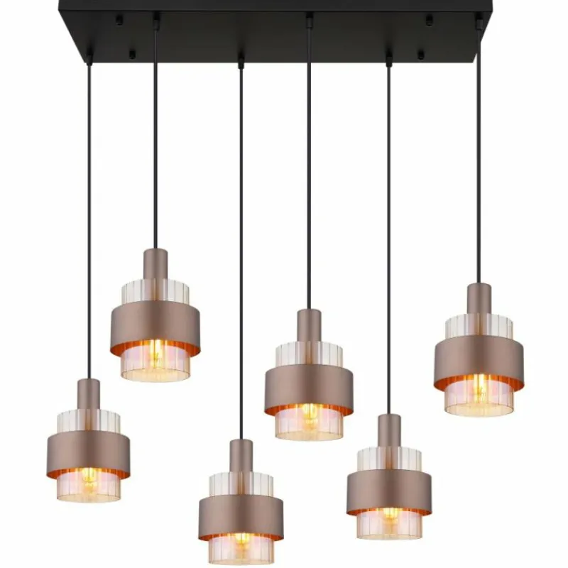 Luminaires Globo Lighting Milley Suspension Noir, 6 lumières