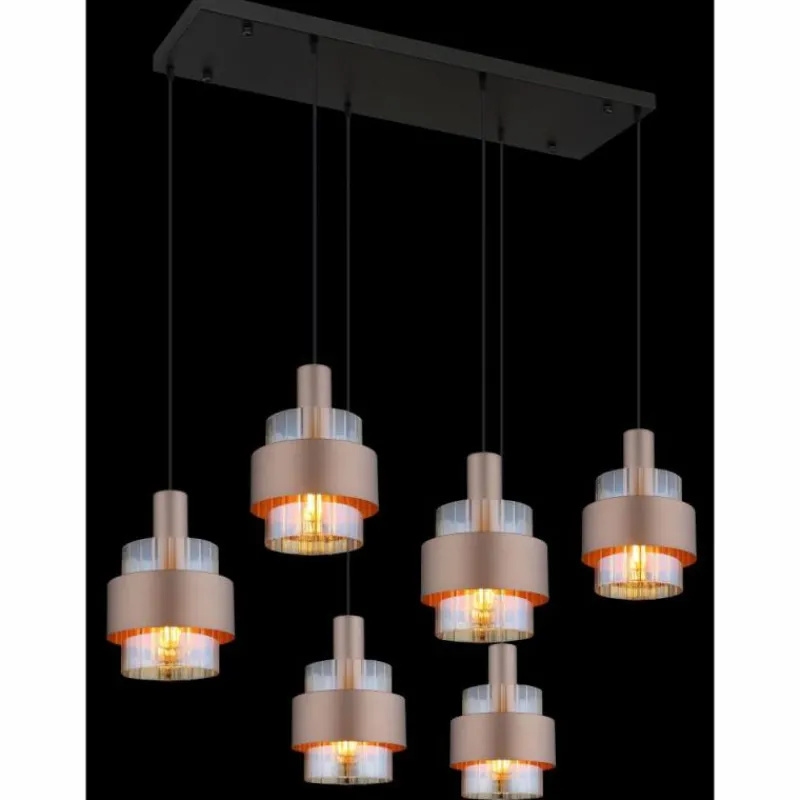 Luminaires Globo Lighting Milley Suspension Noir, 6 lumières