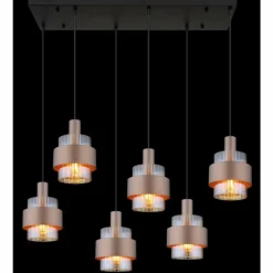 Luminaires Globo Lighting Milley Suspension Noir, 6 lumières