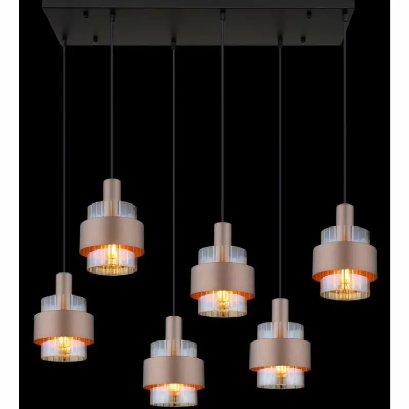 Luminaires Globo Lighting Milley Suspension Noir, 6 lumières