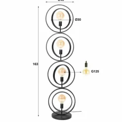 hofstein Mirandola Lampadaire Anthracite, 4 lumières* Lampadaires Et Lampes Sur Pied