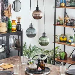 hofstein Mo Suspension Bleu, Vert, Cuivré, 3 lumières