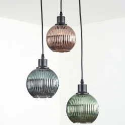 hofstein Mo Suspension Bleu, Vert, Cuivré, 3 lumières