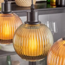 hofstein Mo Suspension Bleu, Vert, Cuivré, 4 lumières