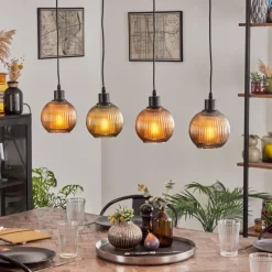 hofstein Mo Suspension Bleu, Vert, Cuivré, 4 lumières