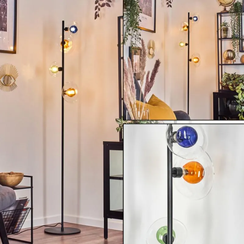 hofstein Monsul Lampadaire Noir, 4 lumières