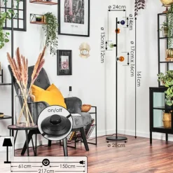 hofstein Monsul Lampadaire Noir, 4 lumières