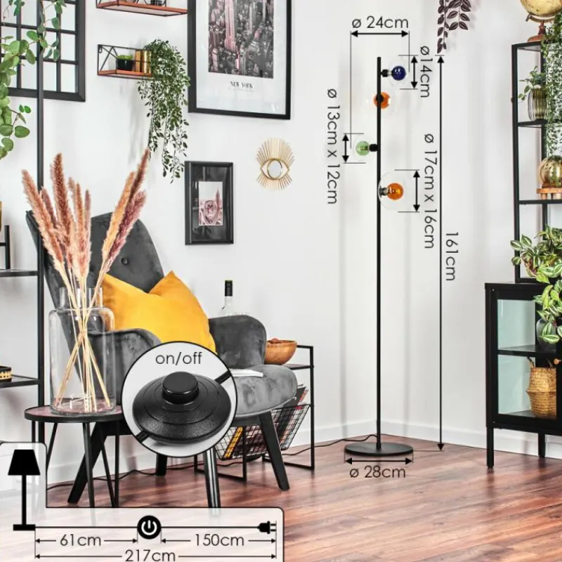 hofstein Monsul Lampadaire Noir, 4 lumières