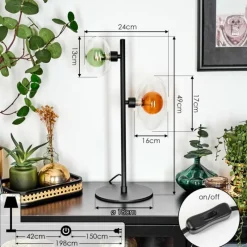 hofstein Monsul Lampe à poser Noir, 2 lumières