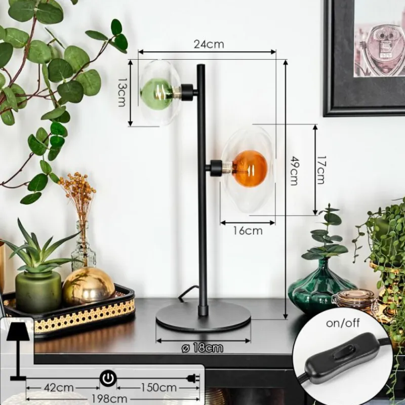 hofstein Monsul Lampe à poser Noir, 2 lumières