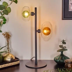 hofstein Monsul Lampe à poser Noir, 2 lumières