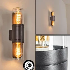 hofstein Morbak Lampe murale d´extérieur, Luminaire Up & Down Noir, 2 lumières