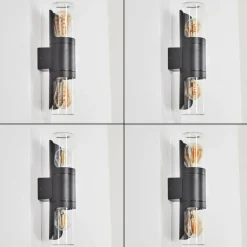 hofstein Morbak Lampe murale d´extérieur, Luminaire Up & Down Noir, 2 lumières