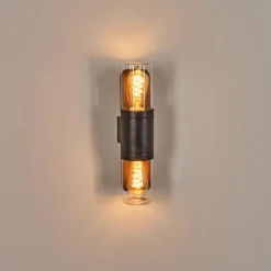 hofstein Morbak Lampe murale d´extérieur, Luminaire Up & Down Noir, 2 lumières