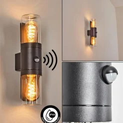 hofstein Morbak Lampe murale d´extérieur, Luminaire Up & Down Noir, 2 lumières