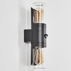 hofstein Morbak Lampe murale d´extérieur, Luminaire Up & Down Noir, 2 lumières