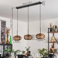 hofstein Mulstrand Suspension Noir, 3 lumières