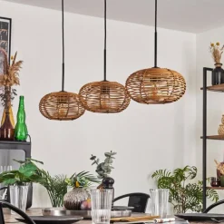 hofstein Mulstrand Suspension Noir, 3 lumières