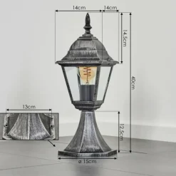 Luminaires Rustiques-hofstein Naofe Borne lumineuse, Eclairage de chemin Noir, Argenté, 1 lumière