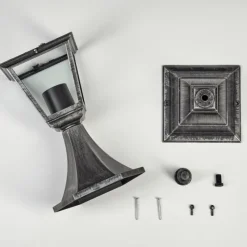 Luminaires Rustiques-hofstein Naofe Borne lumineuse, Eclairage de chemin Noir, Argenté, 1 lumière