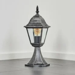 Luminaires Rustiques-hofstein Naofe Borne lumineuse, Eclairage de chemin Noir, Argenté, 1 lumière