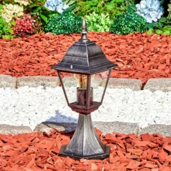 Luminaires Rustiques-hofstein Naofe Borne lumineuse, Eclairage de chemin Noir, Argenté, 1 lumière