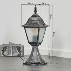 Luminaires Rustiques-hofstein Naofe Borne lumineuse, Eclairage de chemin Noir, Argenté, 1 lumière