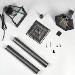 Luminaires Rustiques-hofstein Naofe Eclairage de chemin Noir, Argenté, 1 lumière