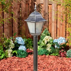 Luminaires Rustiques-hofstein Naofe Eclairage de chemin Noir, Argenté, 1 lumière