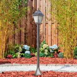 Luminaires Rustiques-hofstein Naofe Eclairage de chemin Noir, Argenté, 1 lumière