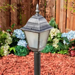 Luminaires Rustiques-hofstein Naofe Eclairage de chemin Noir, Argenté, 1 lumière