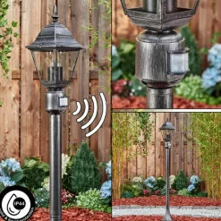 Luminaires Rustiques-hofstein Naofe Eclairage de chemin Noir, Argenté, 1 lumière, Détecteur de mouvement