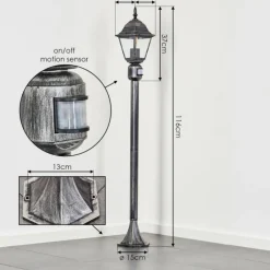 Luminaires Rustiques-hofstein Naofe Eclairage de chemin Noir, Argenté, 1 lumière, Détecteur de mouvement