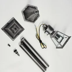 Luminaires Rustiques-hofstein Naofe Eclairage de chemin Noir, Argenté, 1 lumière, Détecteur de mouvement