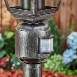 Luminaires Rustiques-hofstein Naofe Eclairage de chemin Noir, Argenté, 1 lumière, Détecteur de mouvement