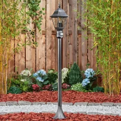 Luminaires Rustiques-hofstein Naofe Eclairage de chemin Noir, Argenté, 1 lumière, Détecteur de mouvement