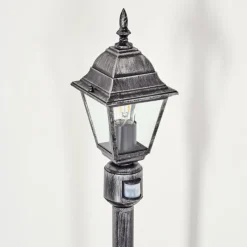 Luminaires Rustiques-hofstein Naofe Eclairage de chemin Noir, Argenté, 1 lumière, Détecteur de mouvement