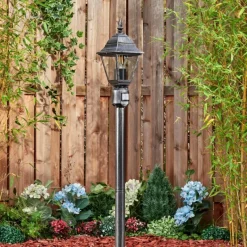 Luminaires Rustiques-hofstein Naofe Eclairage de chemin Noir, Argenté, 1 lumière, Détecteur de mouvement